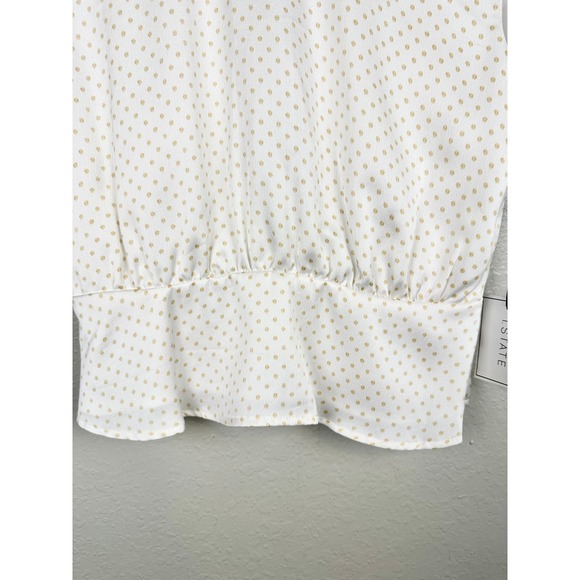 NWT 1.STATE Womens Bon Voyage Satin Polka Dot Blouse Peplum Low Back Top Small - Picture 5 of 12
